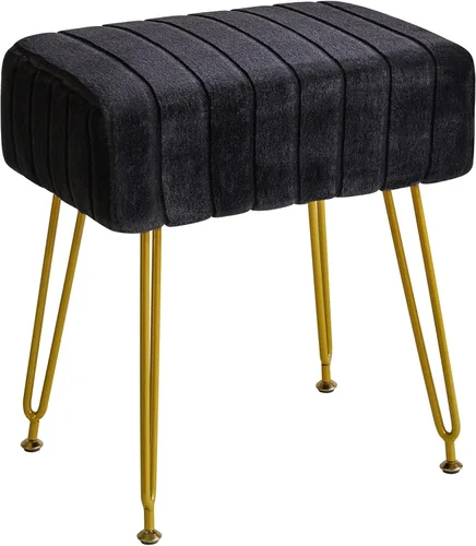 Miniatura 10 de IBUYKE Reposapiés Otomano Rectangular de Terciopelo, Taburete de Tocador de Maquillaje Mesa Auxiliar, Asiento de Mesa de Tocador de Terciopelo, Rosa