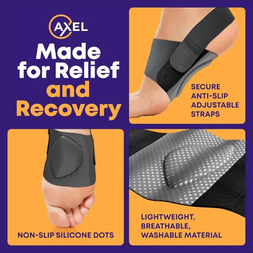 Miniatura 3 de AXEL Soporte ajustable para el arco del pie, alivio del dolor de pies antideslizante para fascitis plantar, pies planos y arcos caídos, ortopédicos