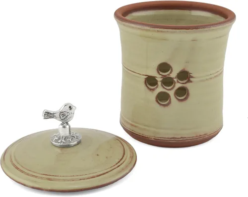 Miniatura 2 de Olla de ajo para pájaros con acabado de peltre, café con leche