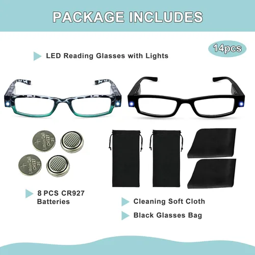 Miniatura 7 de Gafas de lectura con luces LED brillantes, lentes de lectura iluminadas, lupas con luz para hombres y mujeres, lupa iluminada, lentes de lectura