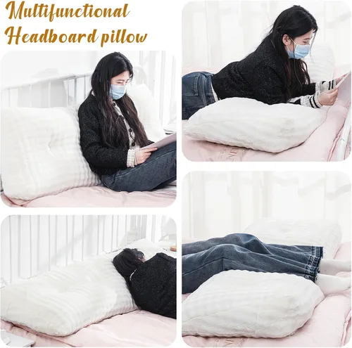 Miniatura 6 de Wenqik Almohada triangular para cabecero de sofá cama, respaldo de lectura, almohada de cuña con funda extraíble, soporte de espalda para Beige