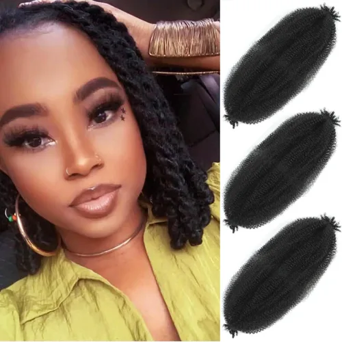 Miniatura 6 de Cabello afro trenzado elástico color marrón claro de 16 pulgadas, paquete de 3 T27, cabello afro preesponjado y trenzado elástico, cabello afro