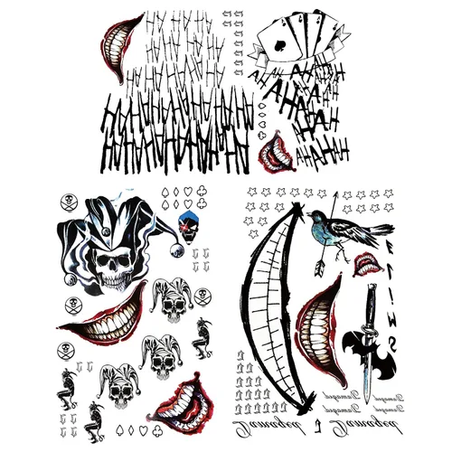 Tatuajes temporales falsos, 3 hojas de tatuaje temporal para hombre, para disfraz de Halloween, cosplay