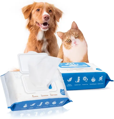 Toallitas para perros y gatos, 200 toallitas de limpieza multiusos para mascotas, toallitas para orejas de perro, aseo rápido y fácil para vagos,