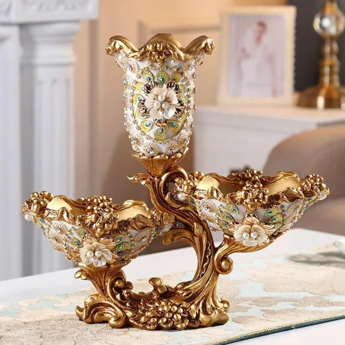 Miniatura 4 de Jarrones altos de resina retro de estilo europeo con arreglos florales artificiales para sala de estar, comedor, centro de mesa, dormitorio