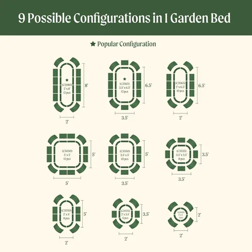 Miniatura 4 de Vego garden Kit de cama de jardín elevada, 17 pulgadas de alto, 9 en 1, 8 x 2 pies, maceta elevada de metal para verduras, flores, jardinera