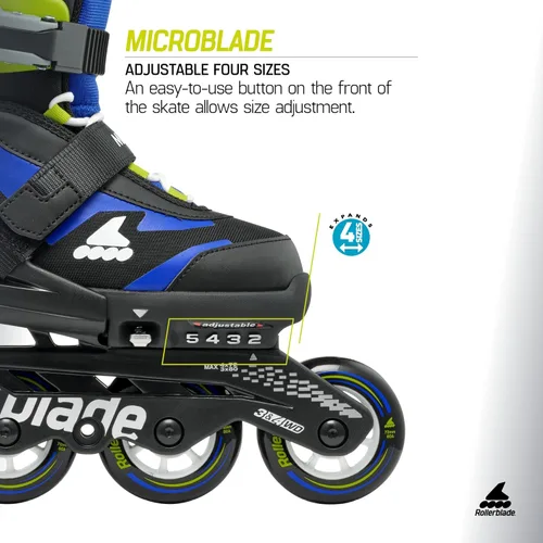 Miniatura 4 de Rollerblade Microblade - Patines en línea ajustables para niños, para jóvenes, rendimiento juvenil