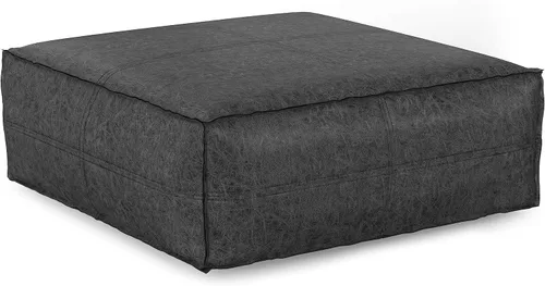 Miniatura 32 de SIMPLIHOME Grady Puf cuadrado – 18 pulgadas de ancho x 14 pulgadas de alto lana y algodón tejido a mano otomano en tono tierra, reposapiés Tono