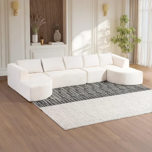 Sofás seccionales sin hueso de 144 pulgadas para sala de estar, moderno sofá modular en forma de U con diván, cómodo sofá de espuma viscoelástica de