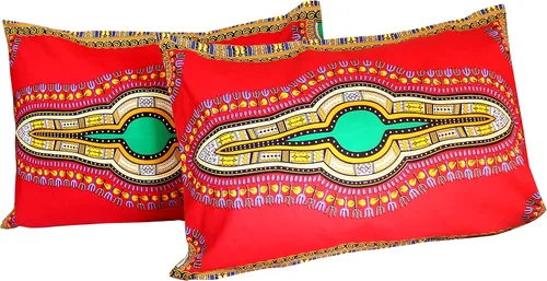 Miniatura 11 de RaanPahMuang Fundas de almohada en African Dashiki Art 100% algodón tejido Batik estampados, juego de 2 fundas, negro amarillo