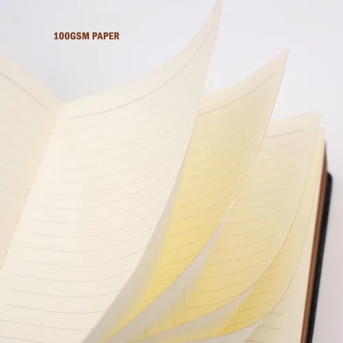 Miniatura 7 de BenOpinion Cuaderno rayado, cubierta de piel sintética negra, papeles gruesos de alta calidad de 3.53 oz/m² con borde dorado, 416 páginas A5