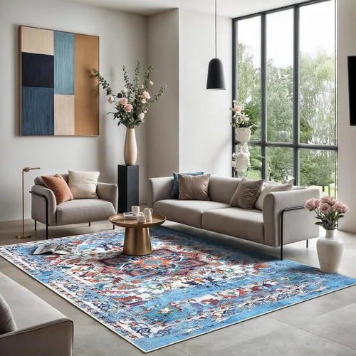 Miniatura 201 de GLN Rugs Traditional Collection - Alfombra de felpilla lavable a máquina, tradicional lavable, antideslizante, alfombra de felpilla de pelo corto