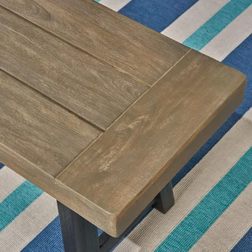 Miniatura 5 de Christopher Knight Home Toby Outdoor Banco de madera de acacia, acabado gris arenado y negro