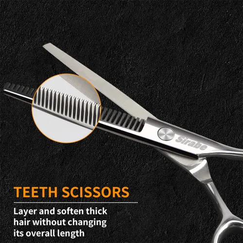 Miniatura 3 de Juego de tijeras de corte de cabello y adelgazamiento, tijeras profesionales de 16.5 cm para corte de barba y peinado con estuche, juego de tijeras