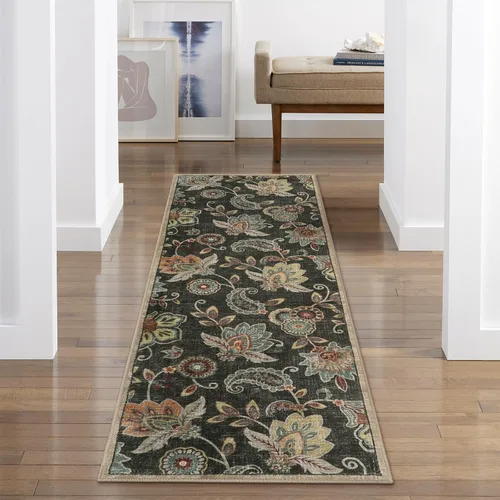 Miniatura 5 de Morebes Alfombras Florales para Pasillos de 6 Pies Antideslizantes, Alfombra de Pasillo Paisley para Entrada Interior, Alfombra de Baño Lavable