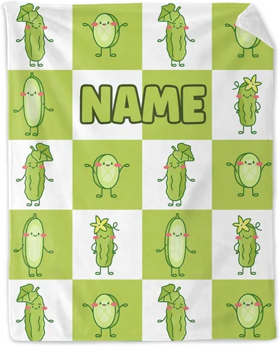 Miniatura 7 de Manta Pickle para niñas, niños, acogedora, cálida, de 30 x 40 pulgadas, manta de tamaño regazo para sofá, silla, manta verde divertida y mullida