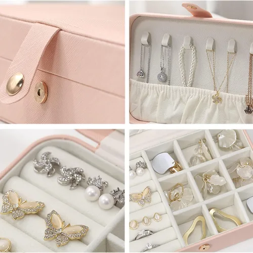 Miniatura 6 de Caja organizadora de joyas de viaje pequeña personalizada para niñas y mujeres caja de joyería portátil con nombre personalizado flor de nacimiento