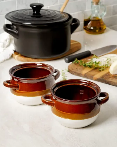 Miniatura 6 de LE TAUCI Cuencos de sopa de cebolla francesa con mangos, 22 onzas de cerámica, cuencos de sopa de cebolla francesa aptos para horno, juego de 4