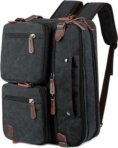 Baosha Maletín convertible Mochila de 17 pulgadas para portátil Maletín de negocios HB-22 Mezclado negro-gris