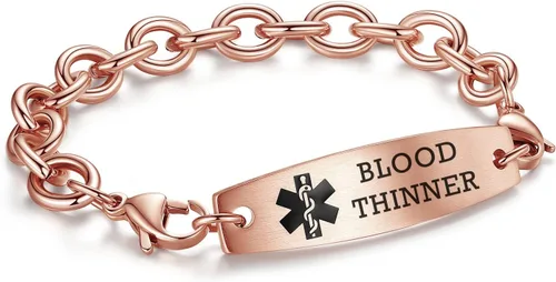 Miniatura 22 de LinnaLove Pulseras de identificación médica intercambiables Cadena de cable de acero inoxidable pulseras de alerta médica personalizables