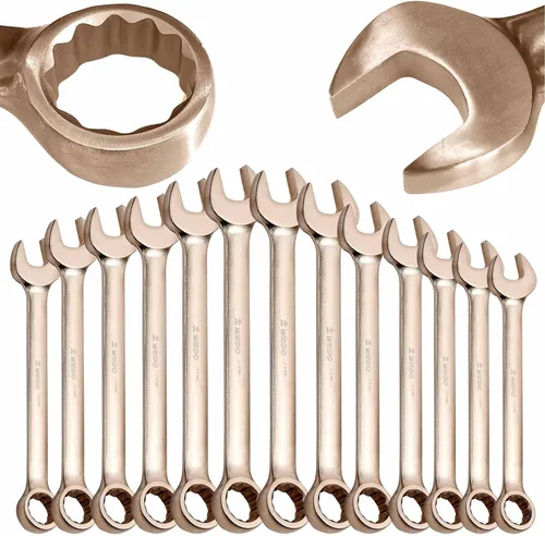 Miniatura 15 de WEDO Llave combinada sin chispas, llave combinada de seguridad sin chispas, bronce de aluminio, forja, DIN 3113, certificado BAM y FM, tamaño 1