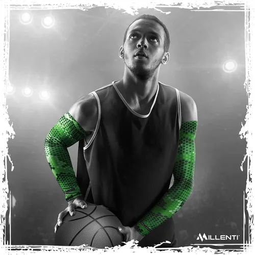 Miniatura 134 de Millenti Manga de compresión de brazo de enfriamiento – Mangas de recuperación deportiva de protección solar, se enfría cuando está mojado, unisex