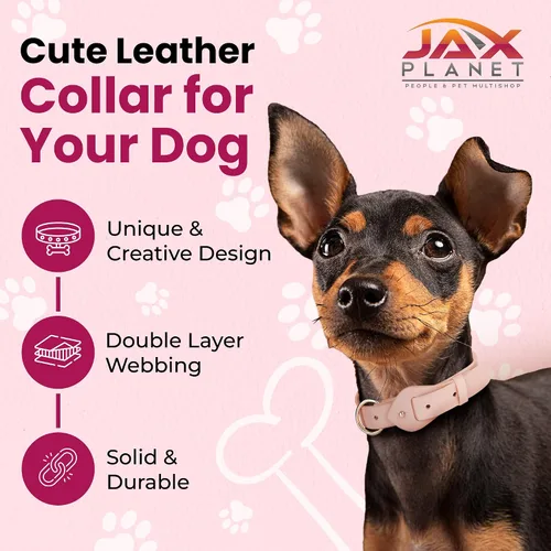 Miniatura 2 de Collar de cuero suave de microfibra para perros, ajustable, a la moda, color rosa melocotón, collar de cuero MF sin crueldad para cachorros