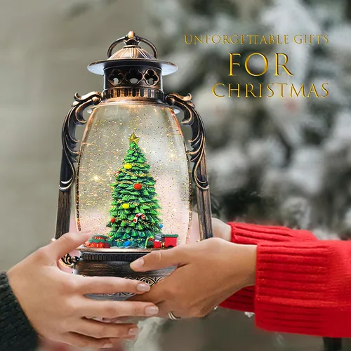 Miniatura 3 de Globos de nieve grandes de Navidad, globo de nieve musical de 13.8 pulgadas, globo de nieve de tren giratorio, 8 canciones, temporizador de 6 horas