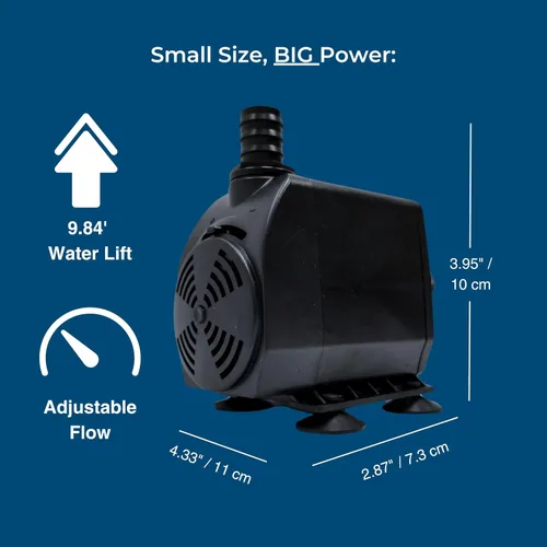 Miniatura 7 de Teamson Home Bomba de agua sumergible ajustable de 635 GPH de 50 W con un cable de alimentación de 6 pies y 3 boquillas diferentes para peceras