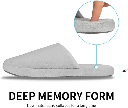 Miniatura 3 de 3 pares de pantuflas de spa de lujo, espuma viscoelástica de algodón, antideslizantes, puntera cerrada, lavables para hoteles, invitados, viajes