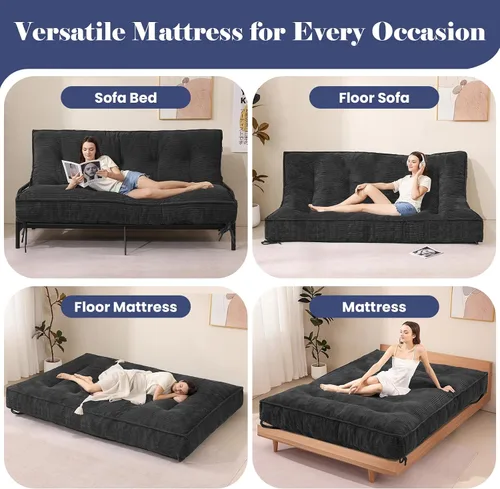 Miniatura 5 de JUIKURY Colchón de futón de 8 pulgadas Tamaño completo, futones gruesos para sofá cama, sofá cama para dormir, colchón de piso para adultos, colchón
