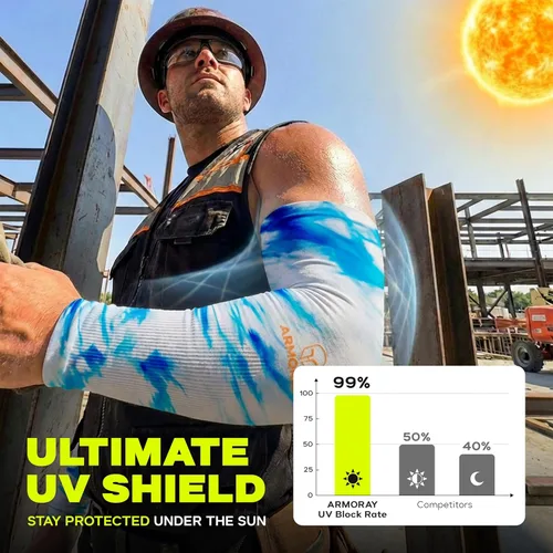Miniatura 2 de ARMORAY Mangas de brazo para hombres y mujeres, protección solar UV, cubierta de tatuajes, manga deportiva para golf, correr, fútbol Colección Tie