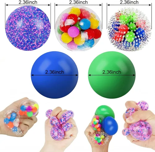 Miniatura 5 de Paquete de 5 bolas antiestrés para adultos, tamaño 2.36 pulgadas, bolas blandas para aliviar el estrés de adultos, bolas adhesivas para apretar
