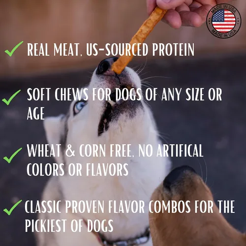 Miniatura 3 de Loving Pets - Golosinas para perros masticables suaves (forma de palo, receta de pollo y queso) hechas en EE.UU