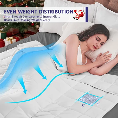 Miniatura 68 de Yescool - Manta con peso para adultos (15 libras, 60 x 80 pulgadas, azul), manta de enfriamiento pesada para dormir, 140-160 libras, manta