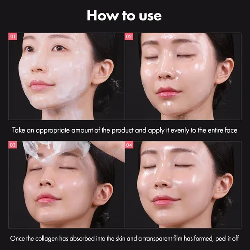 Miniatura 9 de TOSOWOONG Mascarilla de colágeno hidrolizado, mascarilla facial despegable para elasticidad, hidratación, brillo, piel de vidrio, hidratante facial
