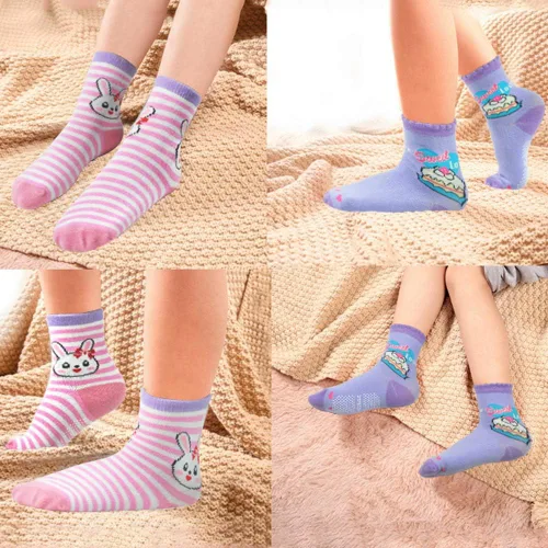 Miniatura 44 de Tphon Calcetines para niños pequeños con empuñaduras, 12 pares de calcetines antideslizantes de algodón para niños y niñas de 1 a 7 años
