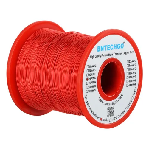 Miniatura 43 de BNTECHGO - Alambre magnético de 26 AWG, cable de cobre esmaltado para bobinado, 4 onzas, 0.0157 pulgadas de diámetro, 1 bobina de color rojo, Rojo 4
