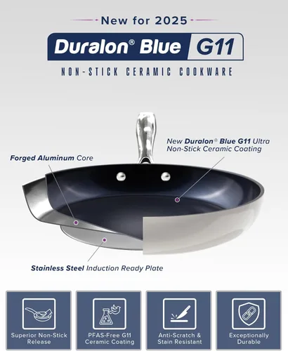 Miniatura 2 de Nuwave Lux - Colección de utensilios de cocina premium de 13 piezas, cerámica azul Duralon G11 de próxima generación, antiadherente, ultra duradero
