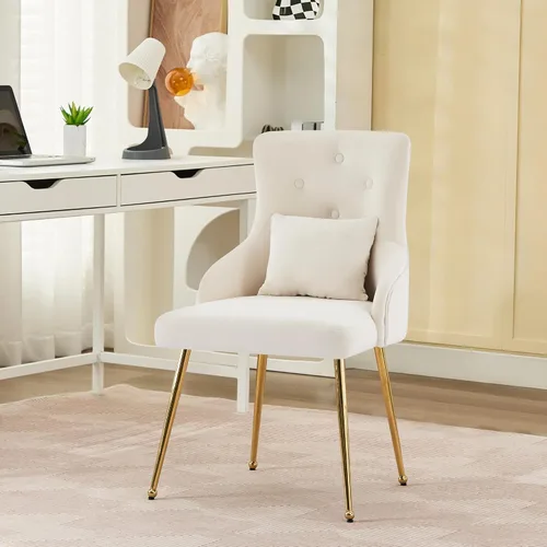 Miniatura 23 de Silla de tocador de terciopelo, silla de comedor tapizada para dormitorio, comedor, sala de maquillaje, silla moderna para sala de estar con patas
