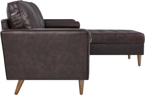 Miniatura 5 de Modway Valour - Sofá modular de cuero de estilo moderno de 98 pulgadas en color marrón