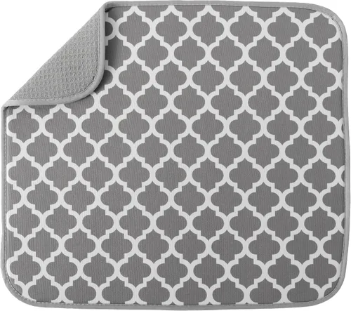 Miniatura 30 de S&T INC. Tapete de microfibra para secado de platos, reversible y absorbente para cocina, de 16 x 18 pulgadas, color negro
