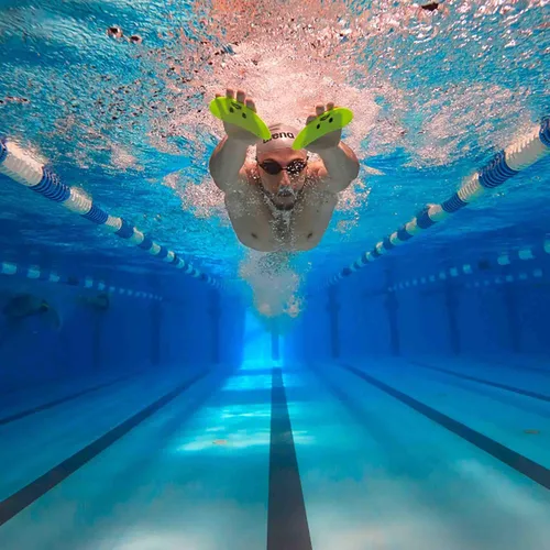 Miniatura 3 de Arena Pala de natación unisex para adultos Elite Finger para entrenamiento de natación, equipo de piscina para hombres y mujeres Negro/Plateado