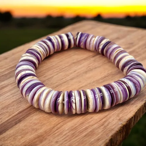 Miniatura 2 de ABCGEMS Wampum Shell Beads Pulsera USA Authentic Quahog East Coast (primera moneda de América 1637-1673) de origen ético - Producción de lotes