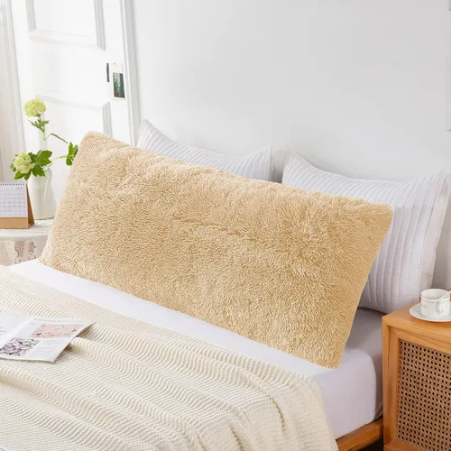 Miniatura 14 de Funda de almohada de cuerpo lanudo y esponjosa con cremallera, funda de almohada de felpa de piel sintética de 21 x 54 pulgadas, funda de almohada