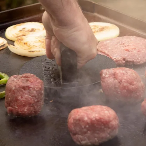 Miniatura 6 de Cuisinart - Prensa de hamburguesas aplastadas de hierro fundido de 6.5", prensa de parrilla redonda de borde plano para hamburguesas crujientes