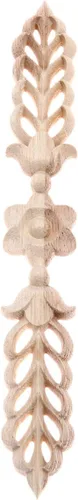 Miniatura 5 de Paquete de 4 apliques de madera para muebles, 9.6 x 1.4 in/9.65 x 1.38 pulgadas, calcomanías laterales centrales de flores de hojas para gabinete