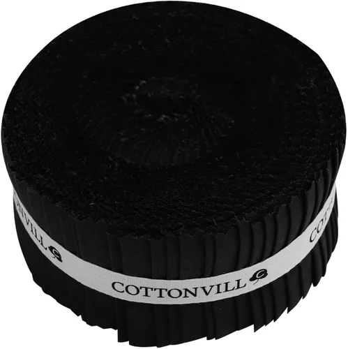 COTTONVILL Tela precortada sólida de 60 colores, algodón de 20 unidades para acolchado (tira de 2.5 pulgadas, 02-negro)