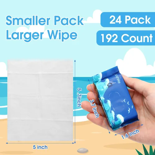 Miniatura 2 de Threlaco Paquete de 24 Total 192 Pcs Toallitas Húmedas Biodegradables de Tamaño de Viaje Respetuosas con la Piel para Manos con Extractos Naturales