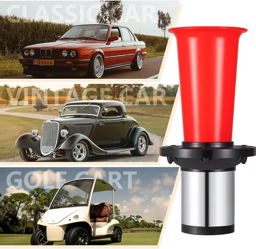 Miniatura 5 de Bocina de aire OOGA antigua Ahooga vintage clásica de estilo antiguo para escuela, 12V, 110dB, Banhao, para auto, automóvil, camión, divertida, roja